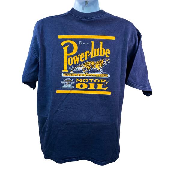 Vintage Rare Powerlube Motor Oil - Graphic Cotton T Shirt Short size XL - Picture 1 of 10